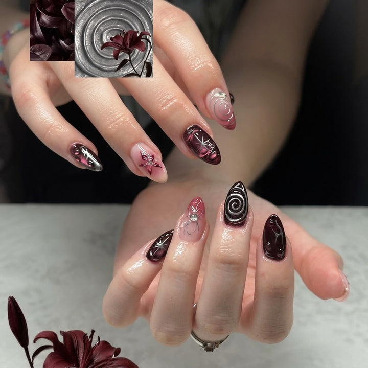 Luxuriöse dekorative Press-On-Nägel mit eleganten Designs