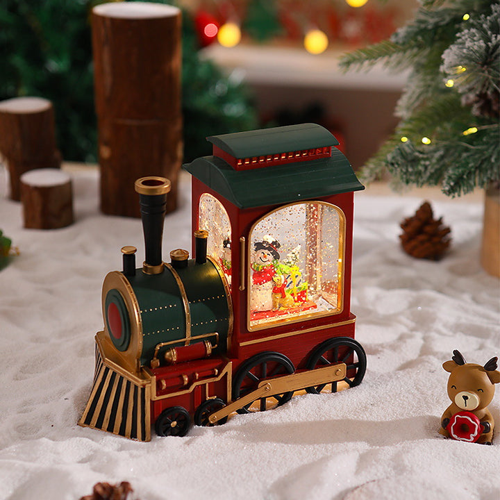 Nostalgische Weihnachtszug-Laterne mit beweglichem Weihnachtsmann Karnz
