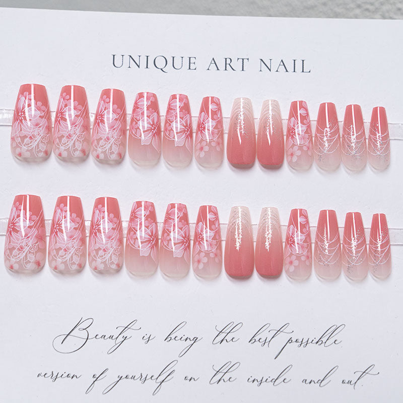 Künstlerisches Floral Press-On Nagelkunst Set