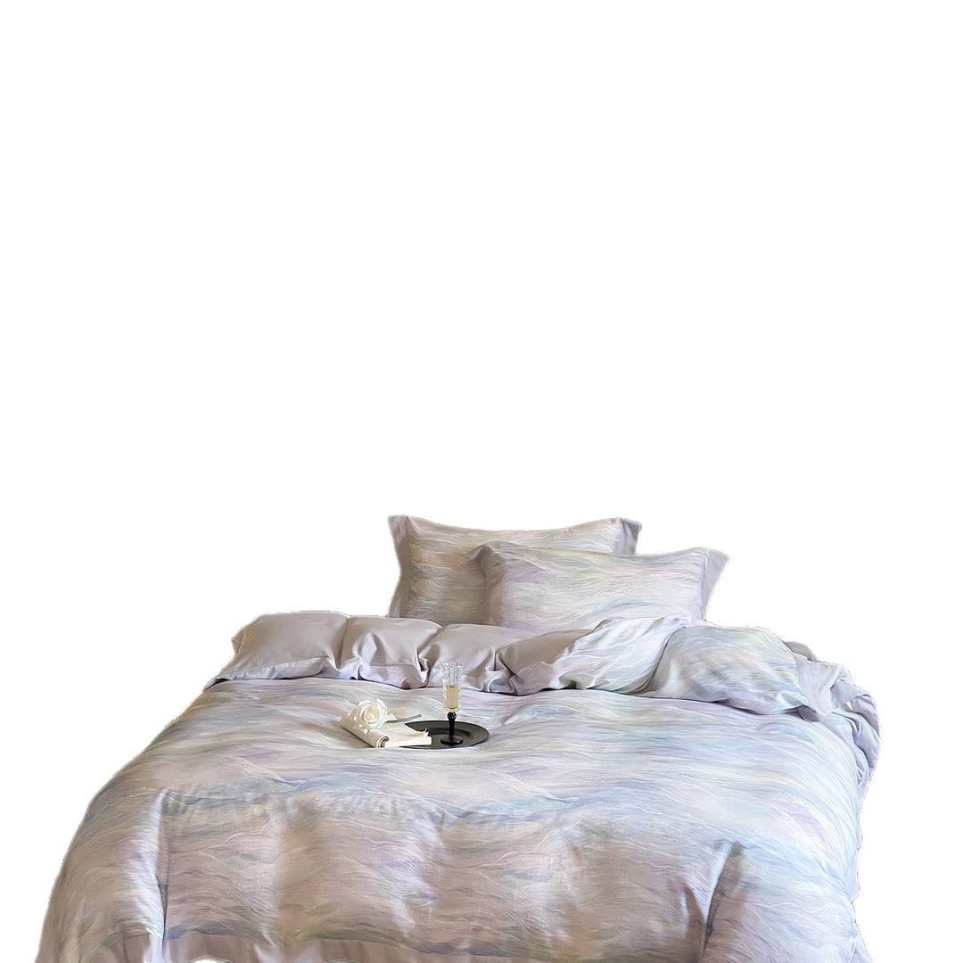 Aquarell-Effekt Baumwollsatin Bettbezug Set mit verstecktem Reißverschluss und Eckenbändern