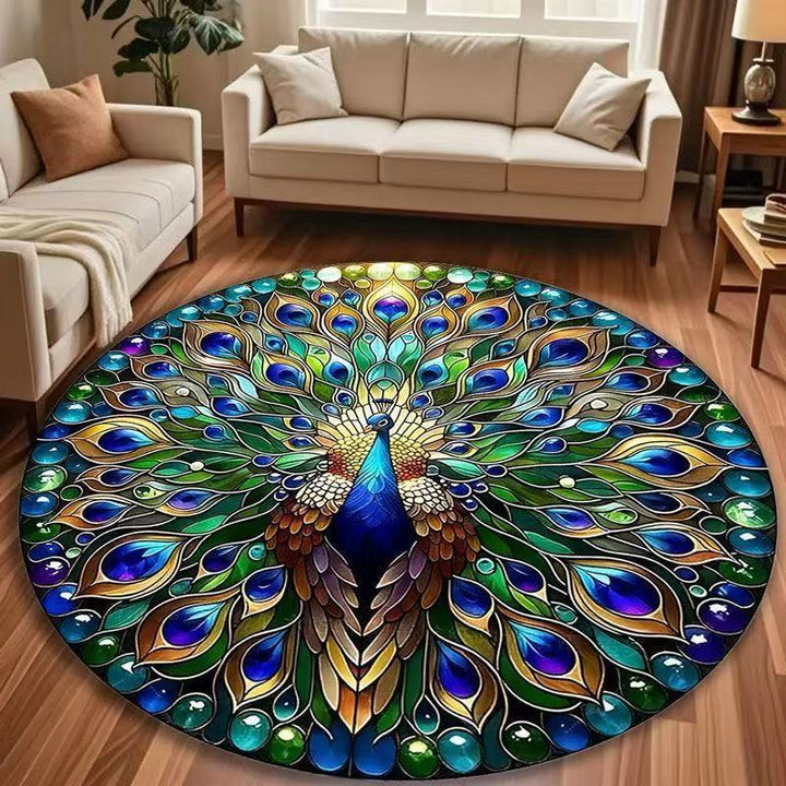 Runder Pfau-inspirierten Teppich