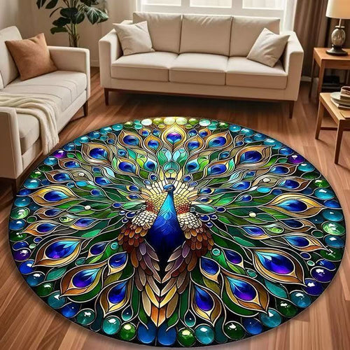 Runder Pfau-inspirierten Teppich