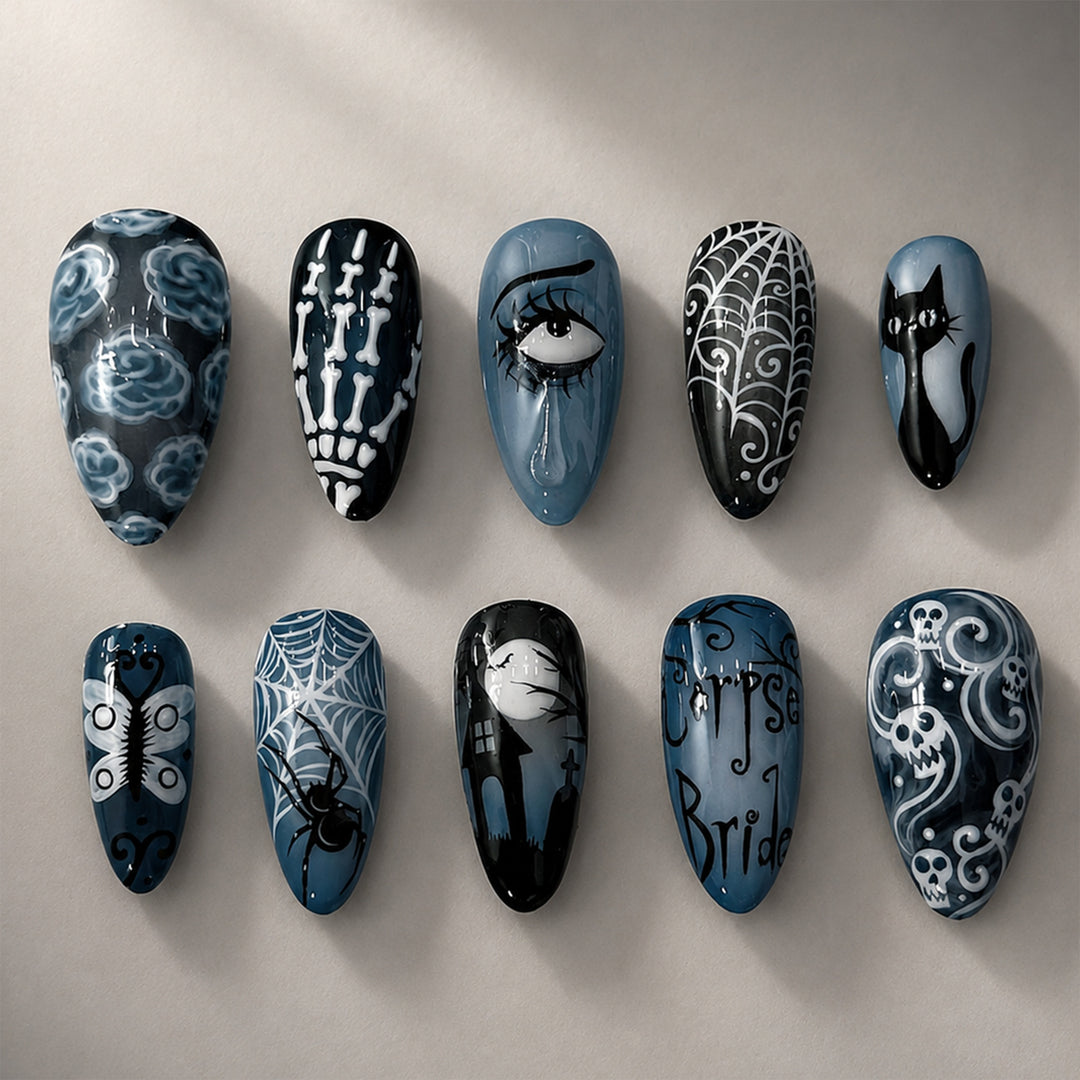 Kreatives Halloween Kunstnagelset mit Gruselmotiven Karnz