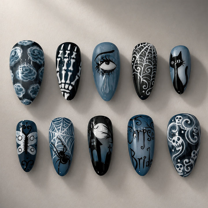 Kreatives Halloween Kunstnagelset mit Gruselmotiven Karnz