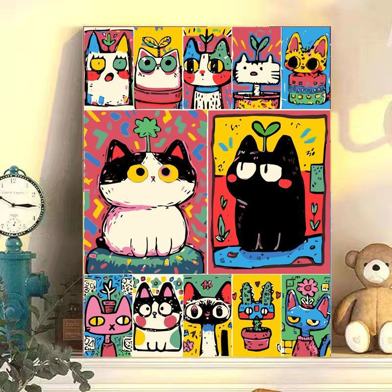 Verspielt Katzen-Themen Leinwand Wandkunst Karnz