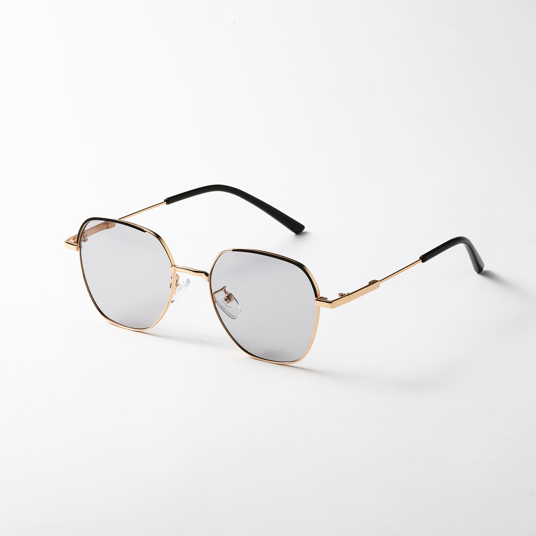 Damen modische Sonnenbrille mit schmalem Metallrahmen und blauen Gläsern Karnz