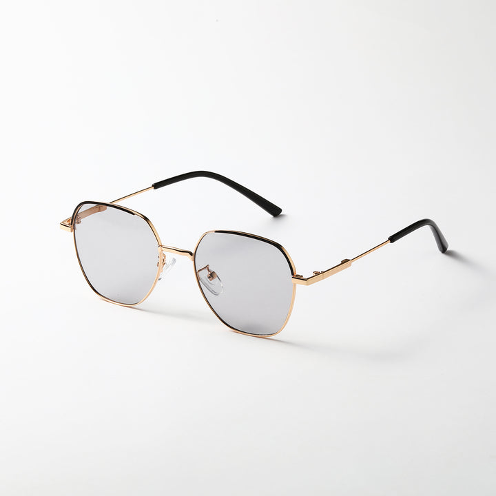 Damen modische Sonnenbrille mit schmalem Metallrahmen und blauen Gläsern Karnz