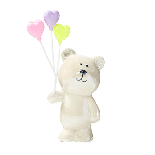Süße Keramikbärenfigur mit Luftballons Karnz