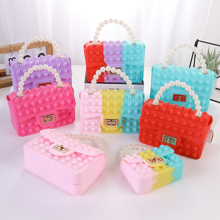 Damen stilvolle Handtasche mit Perlengriff Karnz