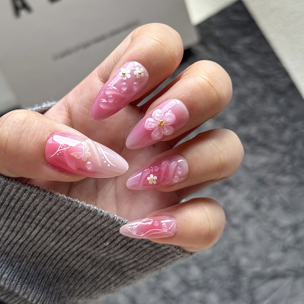 Blumenverzierte Press-On Nail Kit Karnz