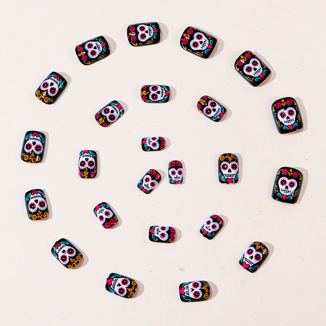 Künstlerische Zuckerschädel-Nagelkunst-Verlängerungen Karnz