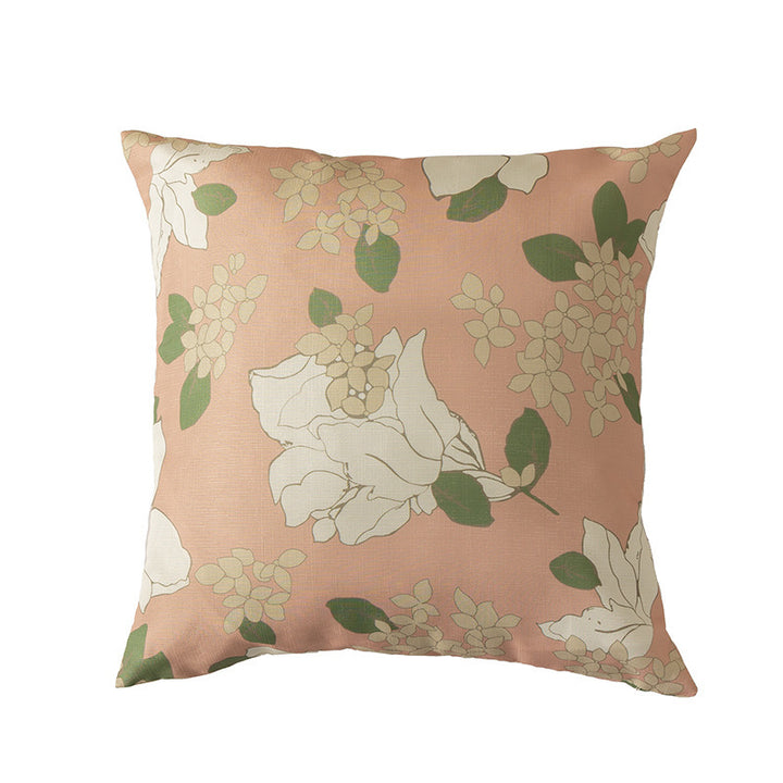 Handgetufteter quadratischer Dekokissenbezug mit floraler Chenille‑Applikation