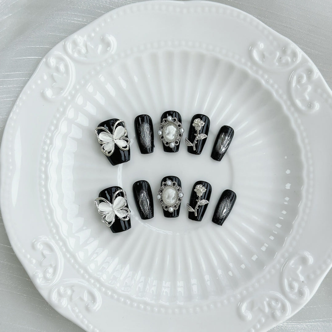 Luxus 3D Blumen Press-On Nagelset