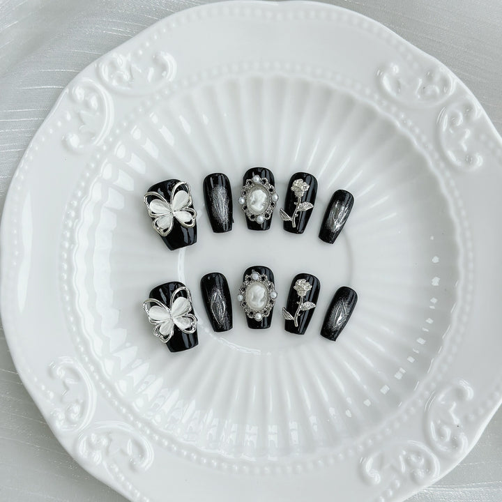 Luxus 3D Blumen Press-On Nagelset