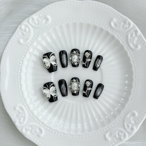 Luxus 3D Blumen Press-On Nagelset