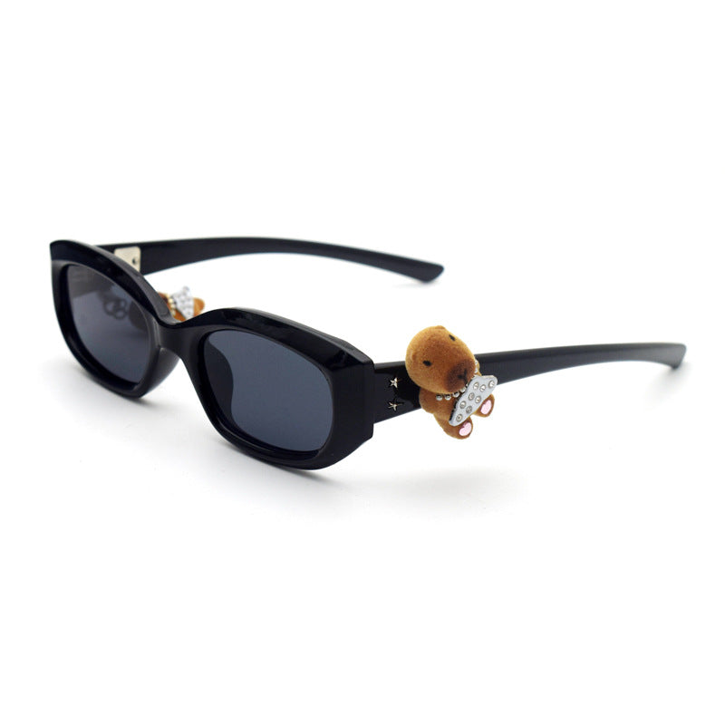 Trendy Cat-Eye Sonnenbrille mit adorabler Teddy-Bären-Akzent Karnz