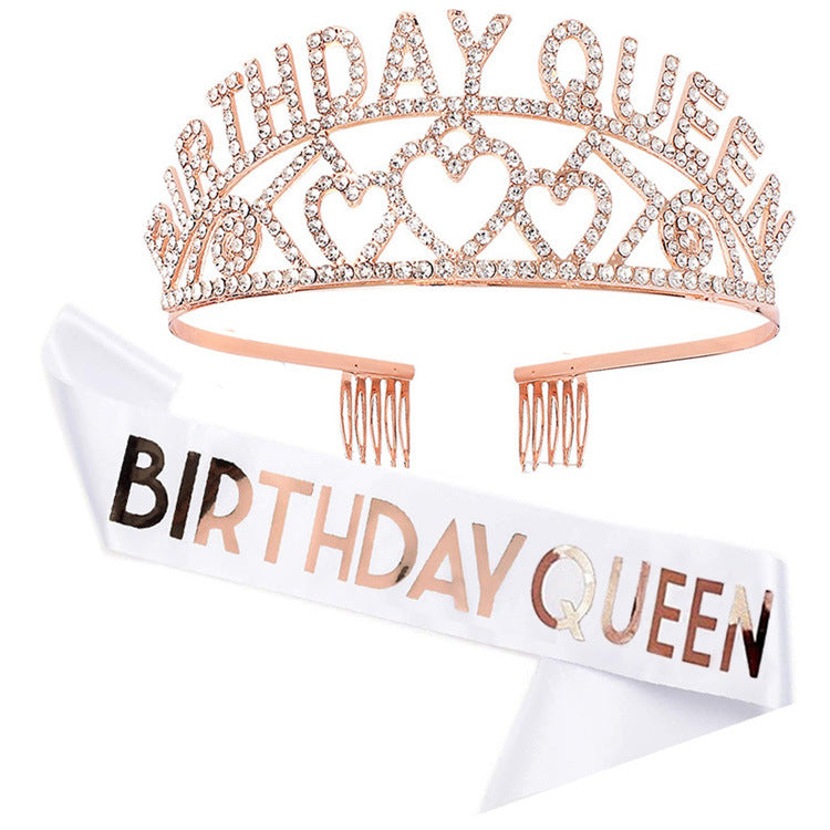 Damen Funkelndes Tiara- und Schärpen-Set Karnz