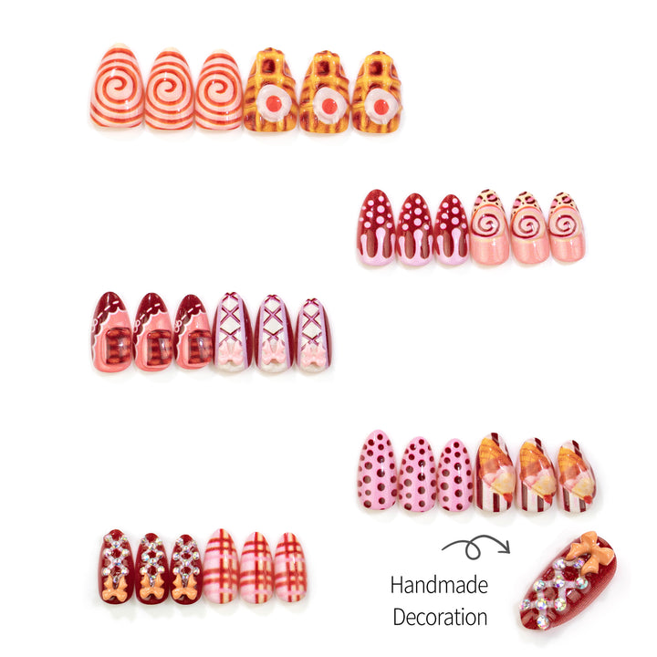 Kreatives, von Desserts inspiriertes Press-On Nagelart-Set