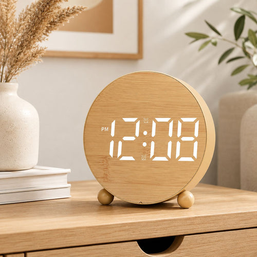 Digitaler Wecker Im Modernen Holzdesign Karnz