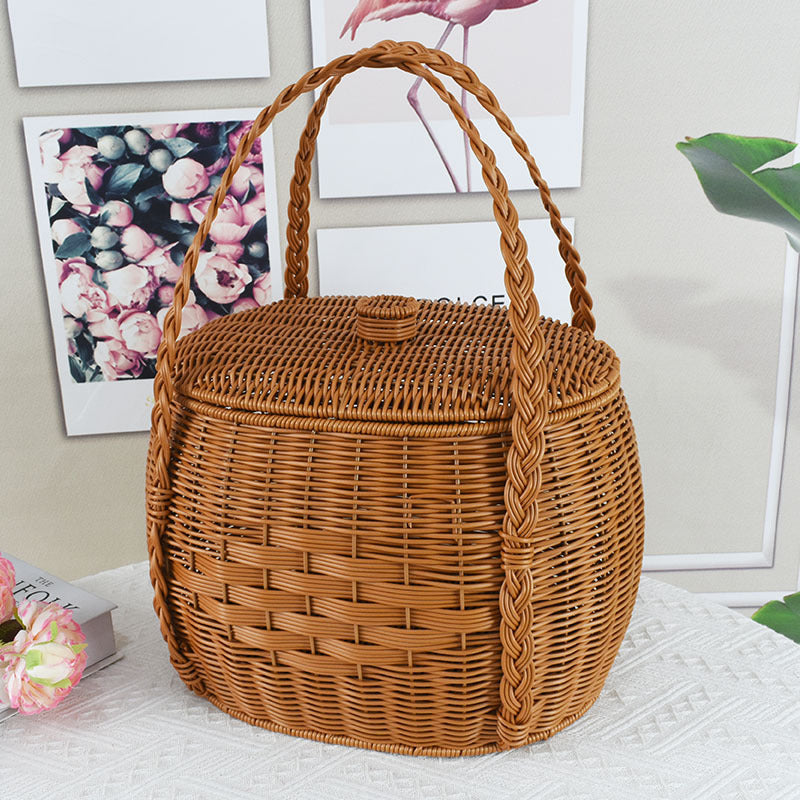 Handgefertigter Rattan Aufbewahrungskorb Karnz