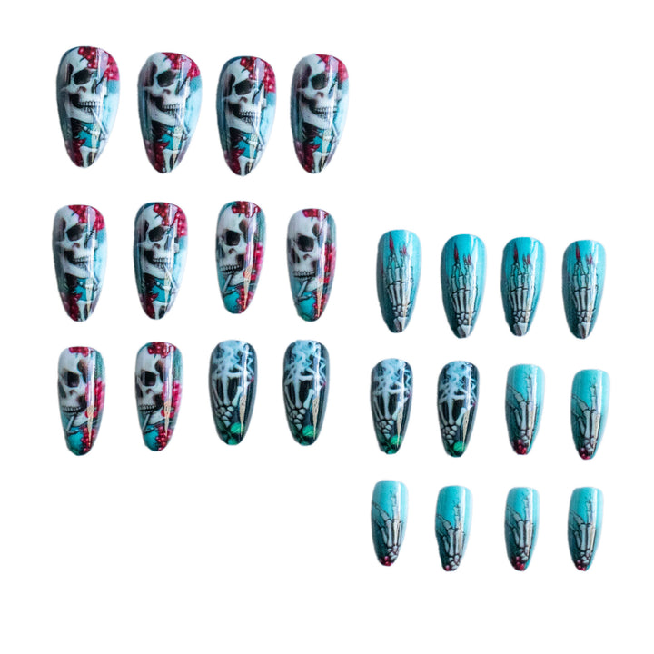 Künstlerisches Skelettmotiv Nagelkunst-Set