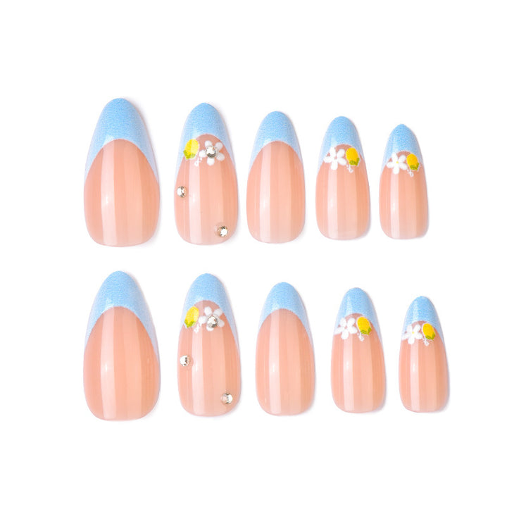 Künstlerische florale und mit Juwelen verzierte Press-On Nail Art Karnz