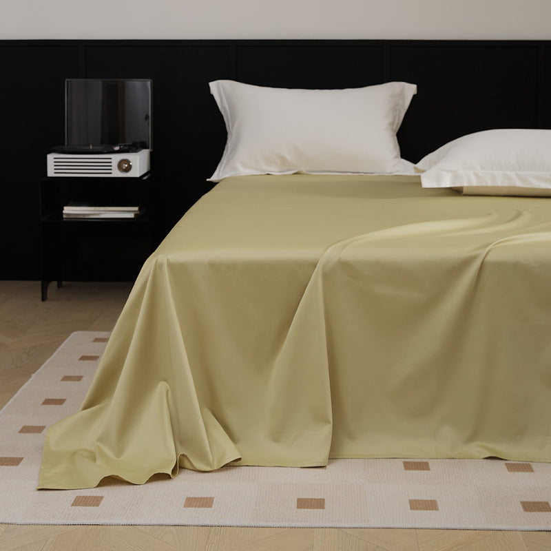 Glattes Bettlaken-Set aus Baumwollsatin mit edlem Fall