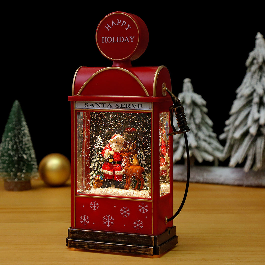 Nostalgische Weihnachtslaterne mit bewegter Schneemann-Szene Karnz