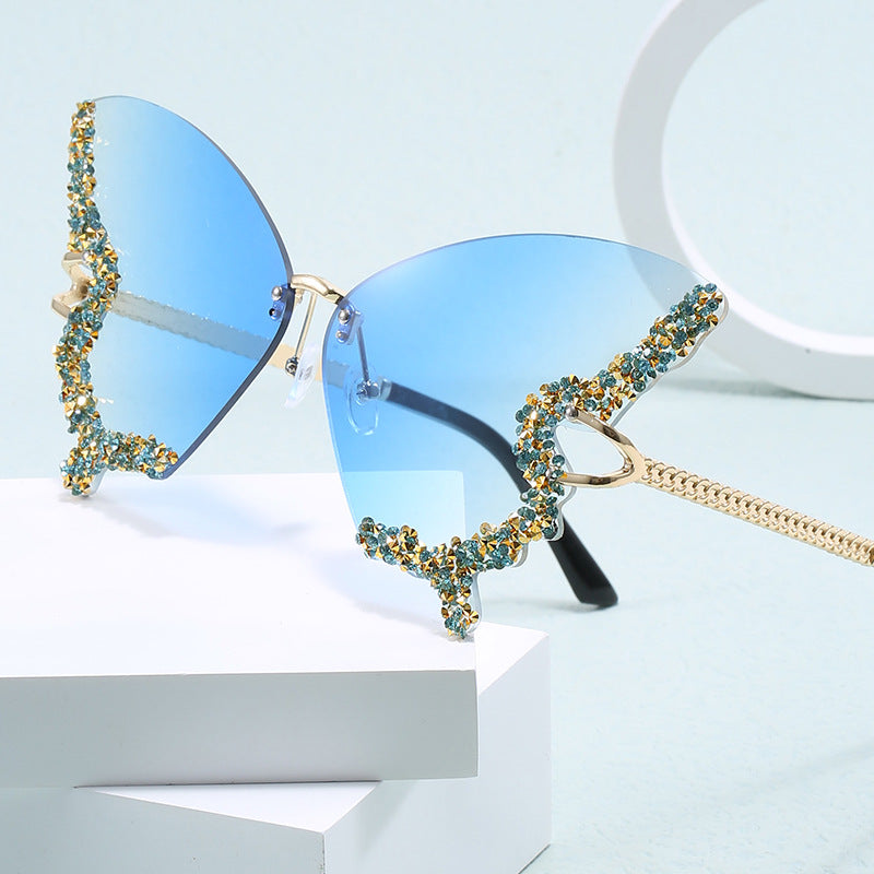 Damen extravagante Cats Eye Sonnenbrille mit funkelnden Akzenten Karnz