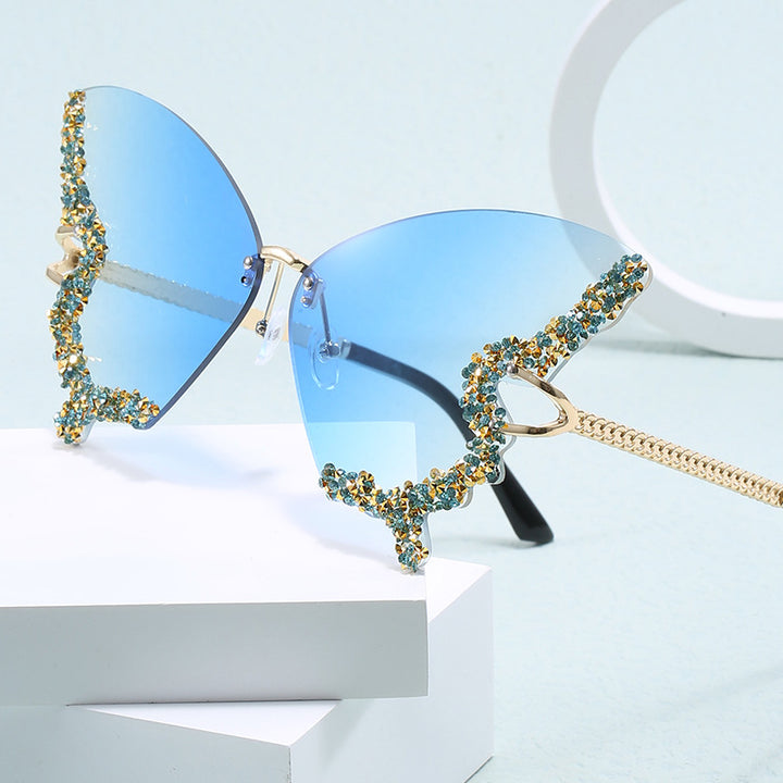 Damen extravagante Cats Eye Sonnenbrille mit funkelnden Akzenten Karnz