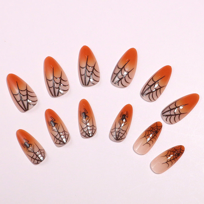 Halloween-Themen Stiletto Press-On Nägel mit Spinnennetz-Design Karnz