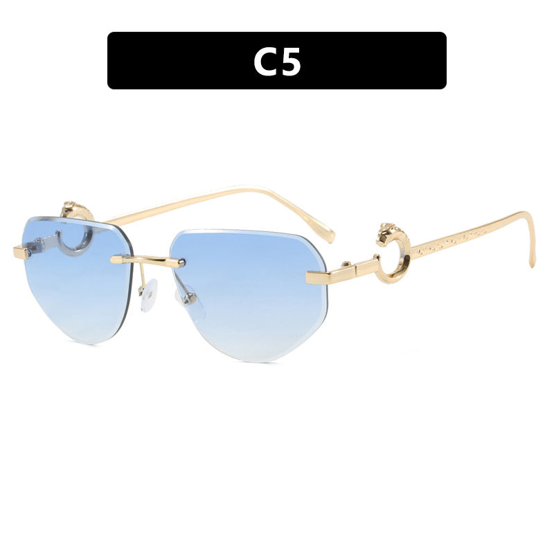 Damen trendige schicke Sonnenbrille im modernen Design mit filigranem Metallrahmen Karnz