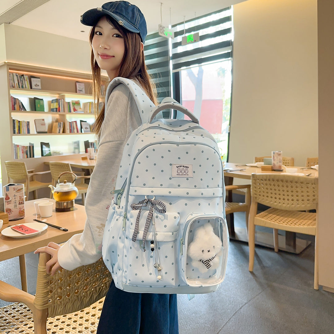 Verspielter Gepunkteter Rucksack mit Transparentem Fenster Karnz