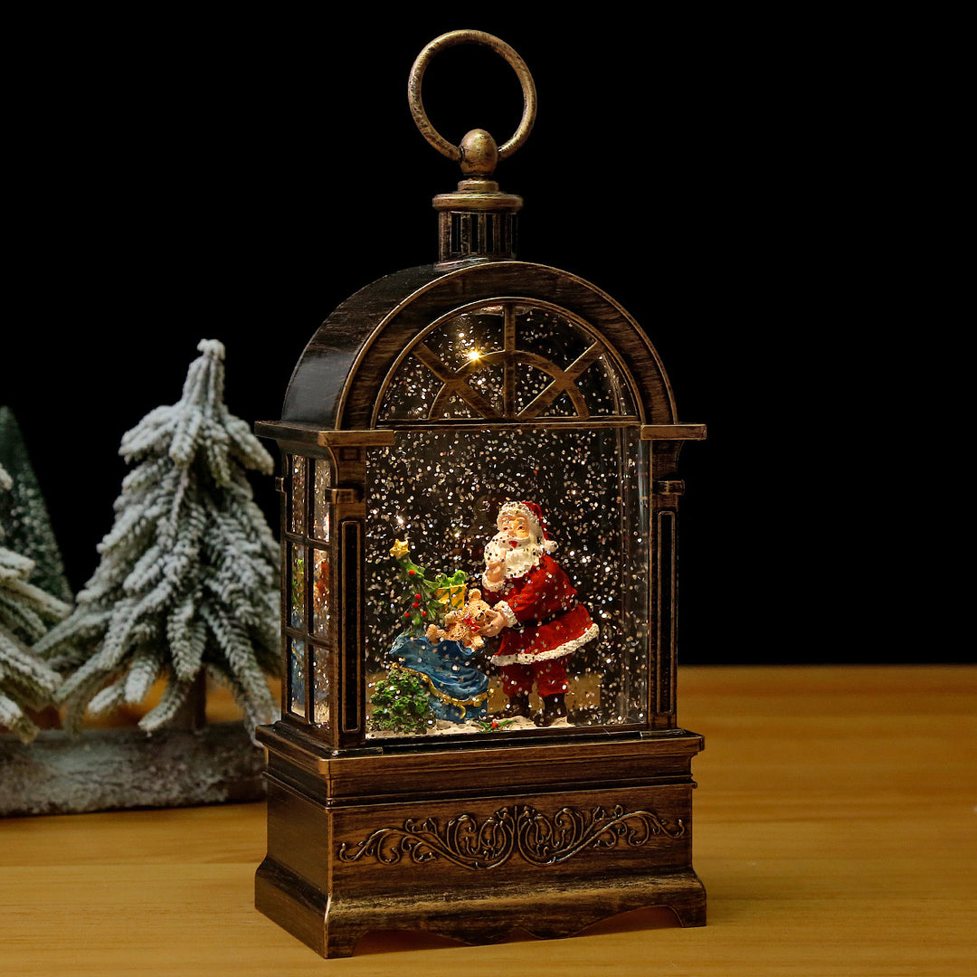 Beleuchtete Weihnachtslaterne mit Schnee- und Weihnachtsmotiv Karnz