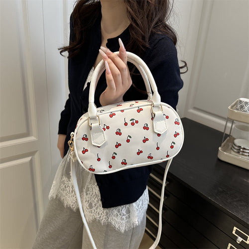 Verspielte Kirschmuster Mini-Handtasche Karnz
