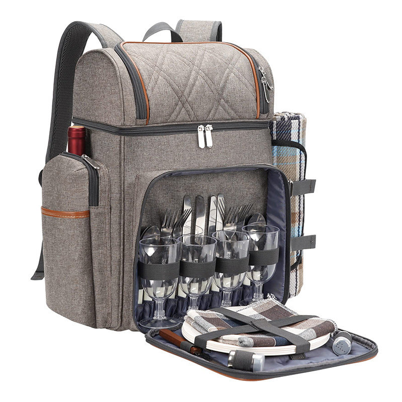 Gourmet Picknick Rucksack mit Geschirr und Kühlfach Karnz