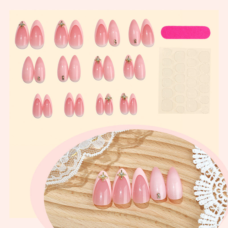 Stylisches Press-On-Nagelkunst-Set mit floralen und Edelsteinakzenten Karnz