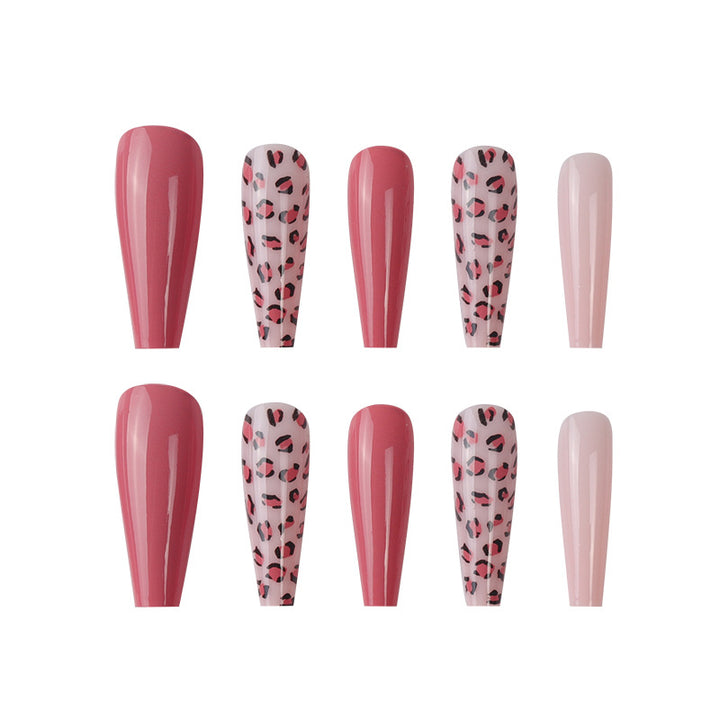 Künstlerisches Stiletto-Nagelkunst-Set mit floralen und Leoparden-Mustern Karnz