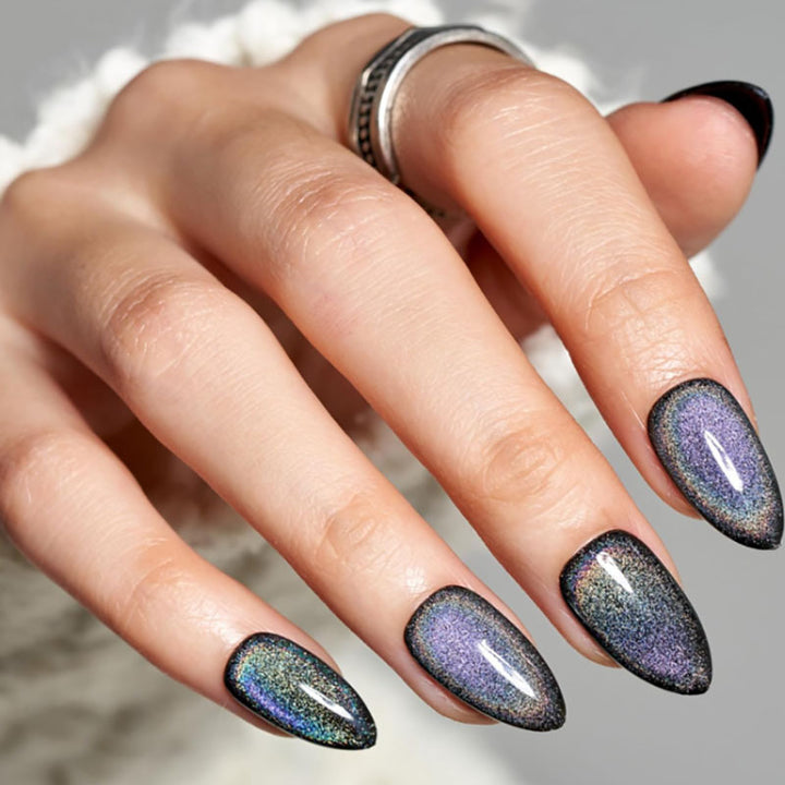 Elegante Stiletto Press-On Nägel mit holografischem Finish