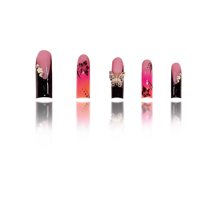 Premium 3D Floral Press-On Nagelkunst Karnz