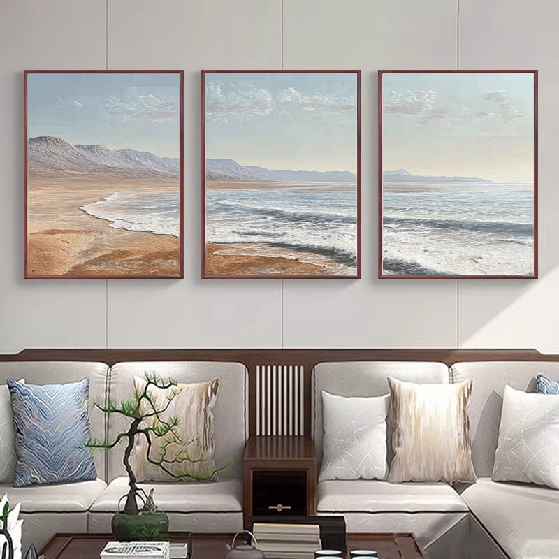 Küsten-Seestück Kunst Triptychon