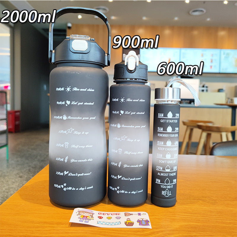 Damen ergonomische Wasserflasche mit Motivationsmarkierungen Karnz