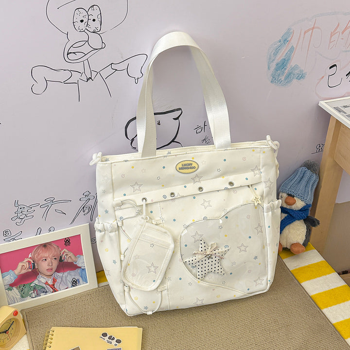 Stylische Multi-Taschen Stern-Applikation Rucksack Karnz