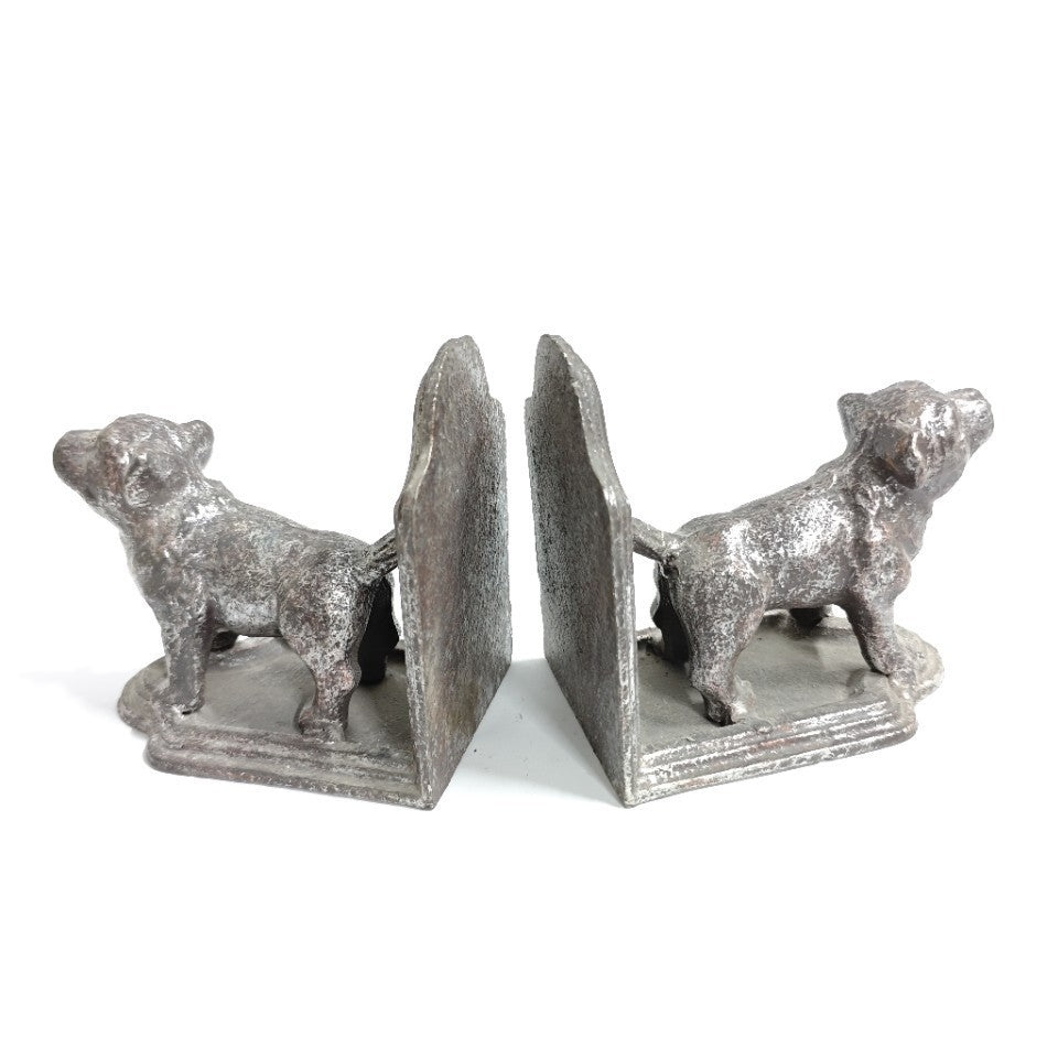 Rustikale Hunde-Figuren Buchstützen