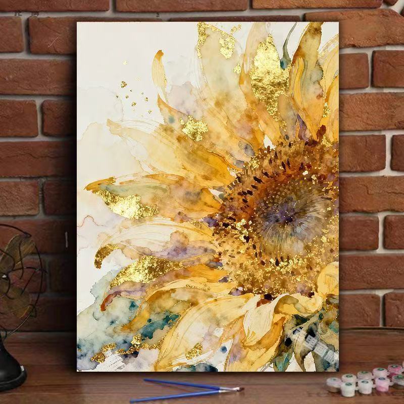 Elegante Sonnenblumen-Aquarell-Leinwandkunst Karnz