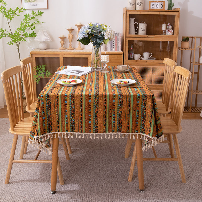 Lebhaftes Bohemian Fransen Tischdecke