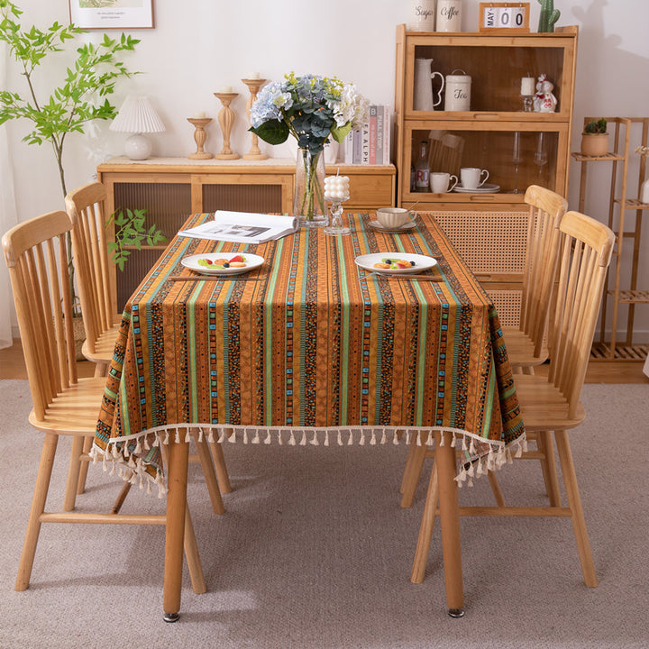 Lebhaftes Bohemian Fransen Tischdecke