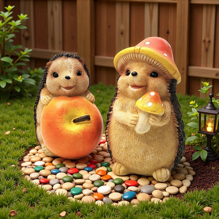 Niedliche Igel Skulptur mit Obst Karnz