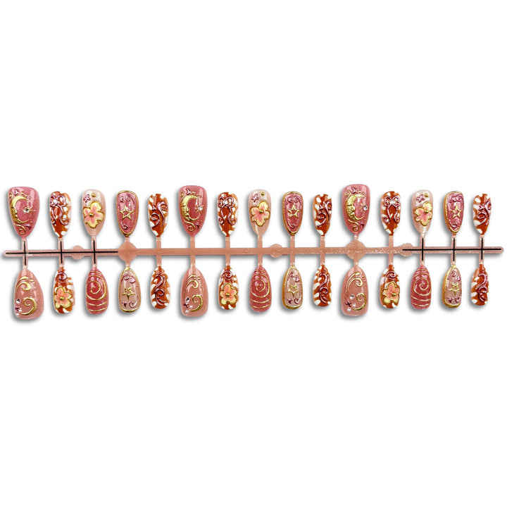 Blumenverziertes Press-On Nageldesign Set