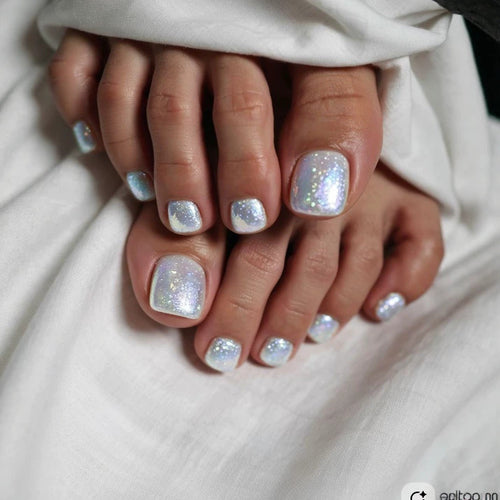 Premium Glitzerndes Pediküre Press-On Nagelset Karnz